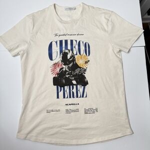 Vintage Acapella X Sergio Perez T Shirt Men's Medium Beige World Tour Formula 1